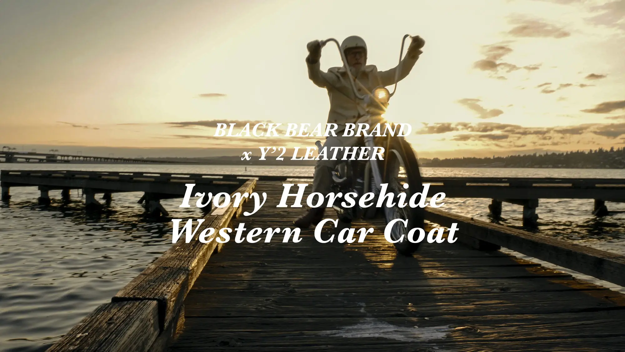 BLACK BEAR BRAND x Y'2 LEATHER - Ivory Horsehide Western Car Coat short movie release leather jacket brand