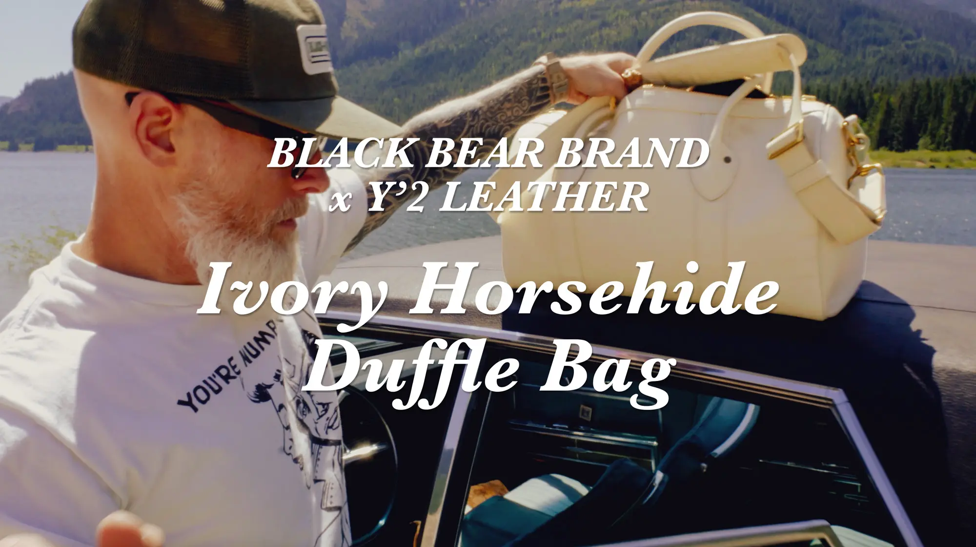Black Bear Brand x Y'2 LEATHER - Ivory Horsehide Duffle Bag ショートムービー公開 レザージャケット 革ジャン