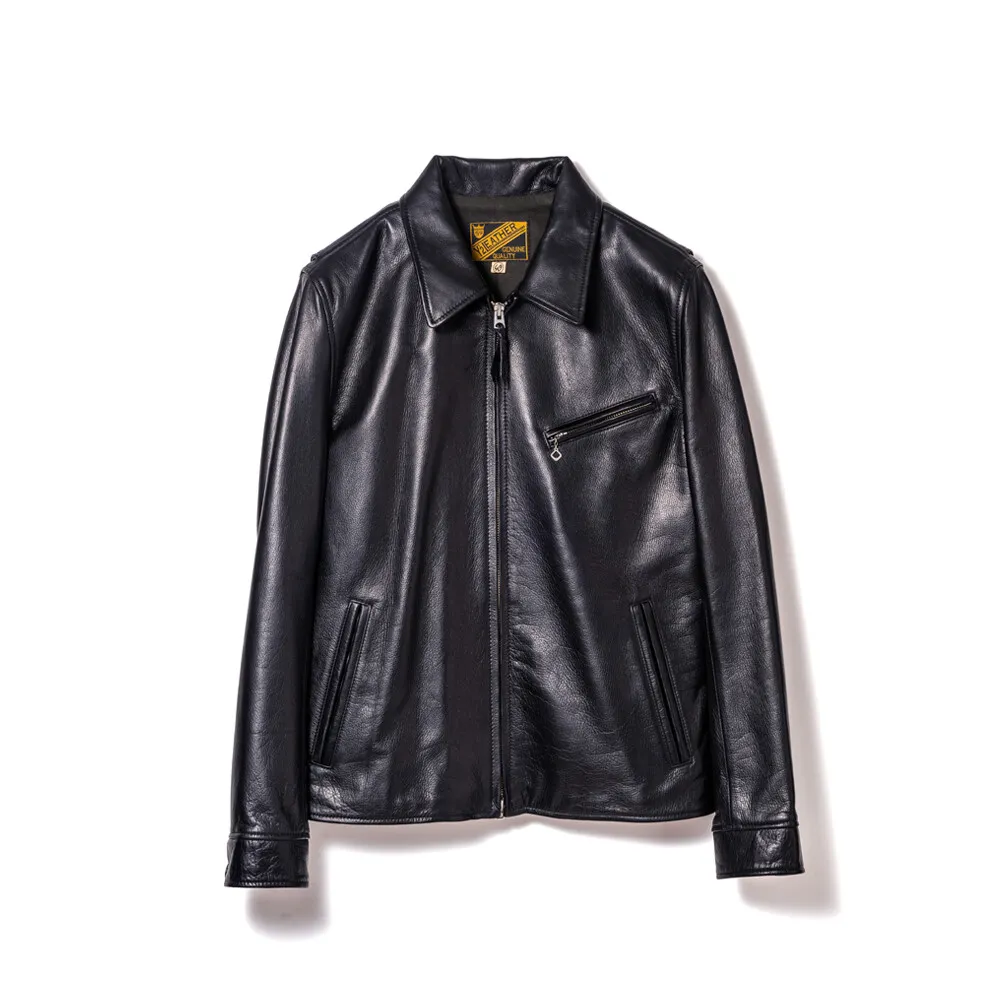 STEER OIL SINGLE BREASTED JACKET leather jacket brand