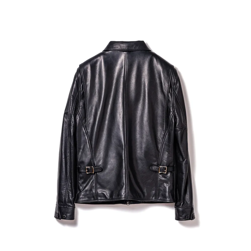 STEER OIL SINGLE BREASTED JACKET leather jacket brand