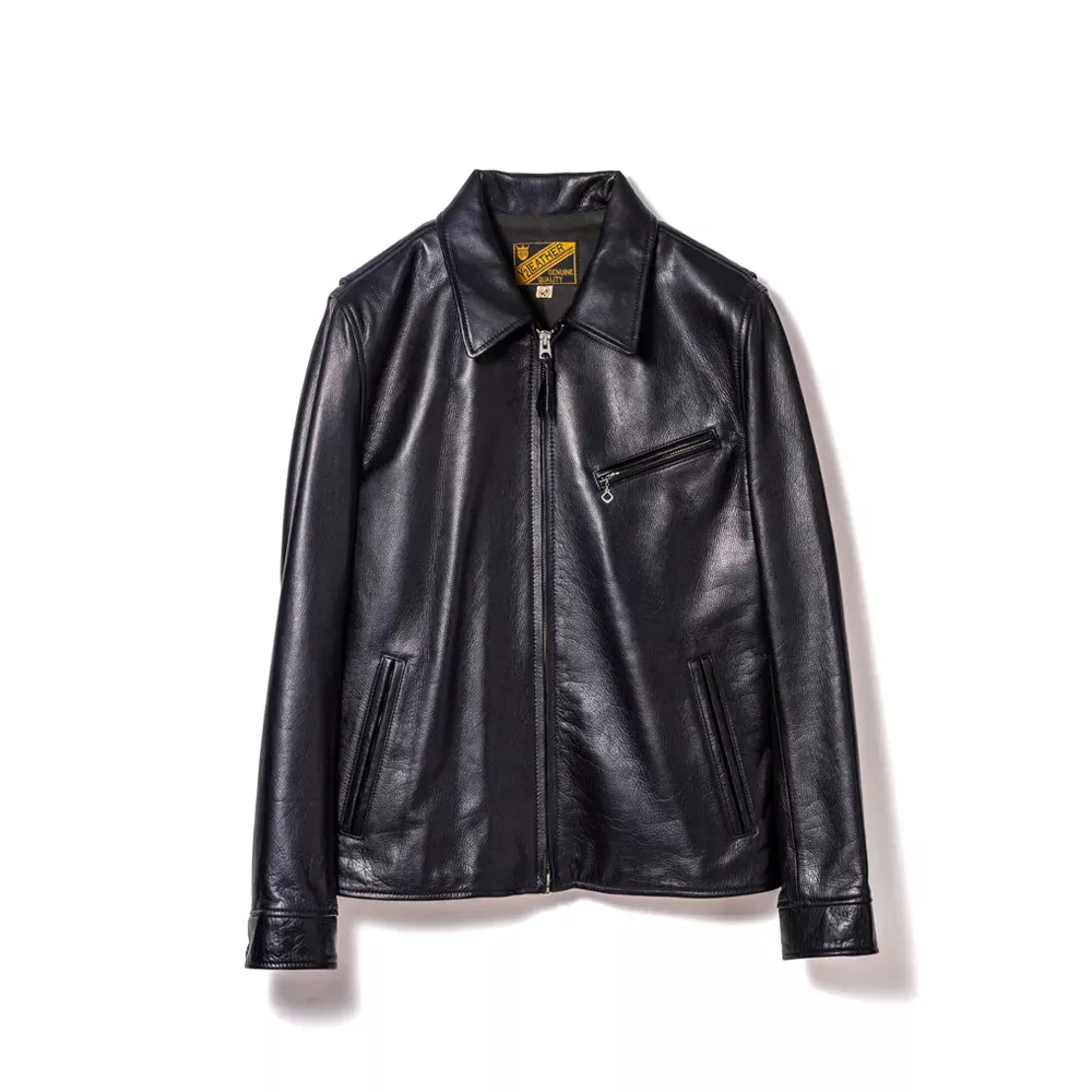 STEER OIL SINGLE BREASTED JACKET leather jacket brand