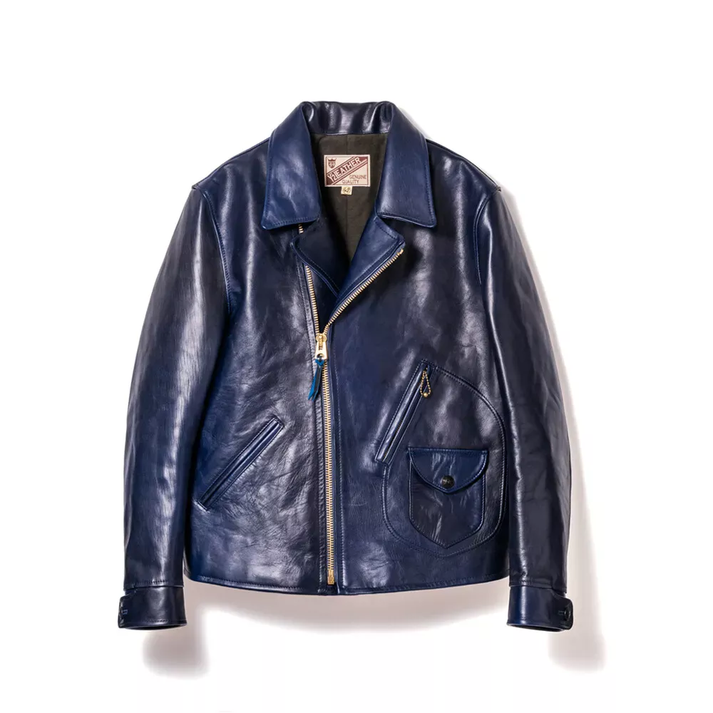 HAND DYED HORSE DOUBLE BREASTED JACKET leather jacket brand