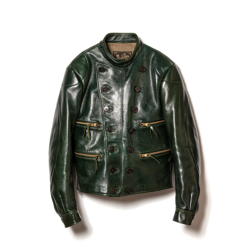 OIL WAX HORSE GERMAN STYLE DOUBLE BREASTED AVIATOR JACKET メンズ ウィメンズ レザージャケット 革ジャン