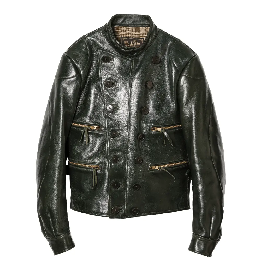 OIL WAX HORSE GERMAN STYLE DOUBLE BREASTED AVIATOR JACKET leather jacket brand