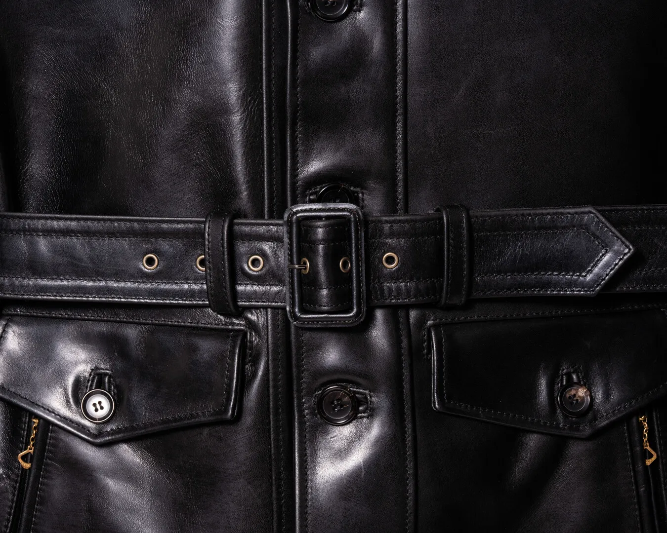 HAND OIL HORSE '30s BELTED GERMAN AVIATOR JACKET leather jacket brand