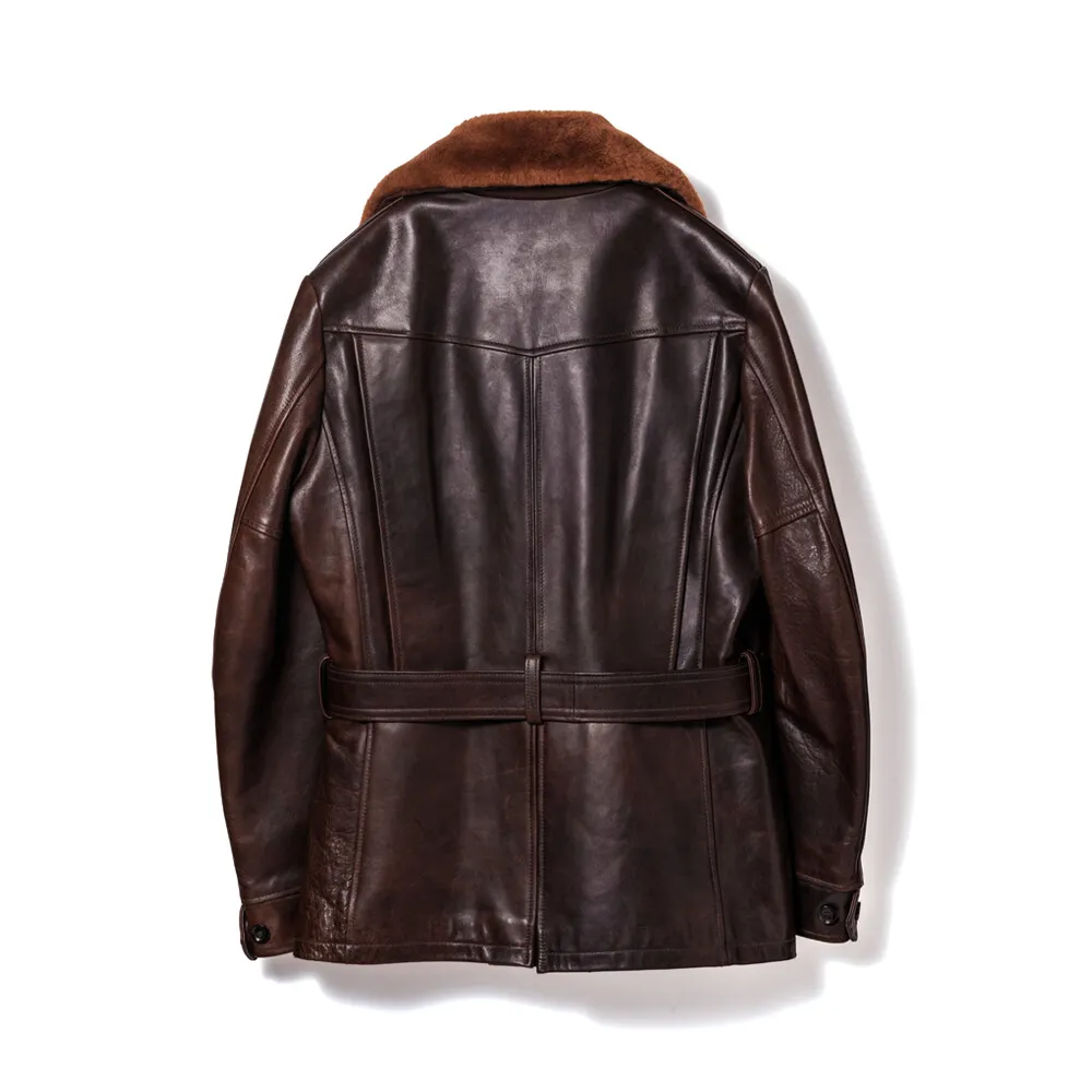 HAND OIL HORSE '30s BELTED GERMAN AVIATOR JACKET leather jacket brand