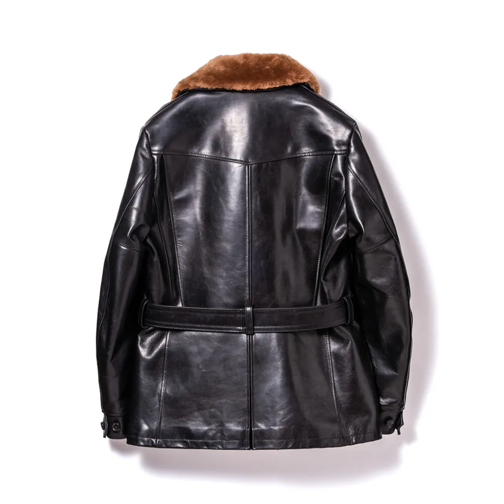 HAND OIL HORSE '30s BELTED GERMAN AVIATOR JACKET leather jacket brand