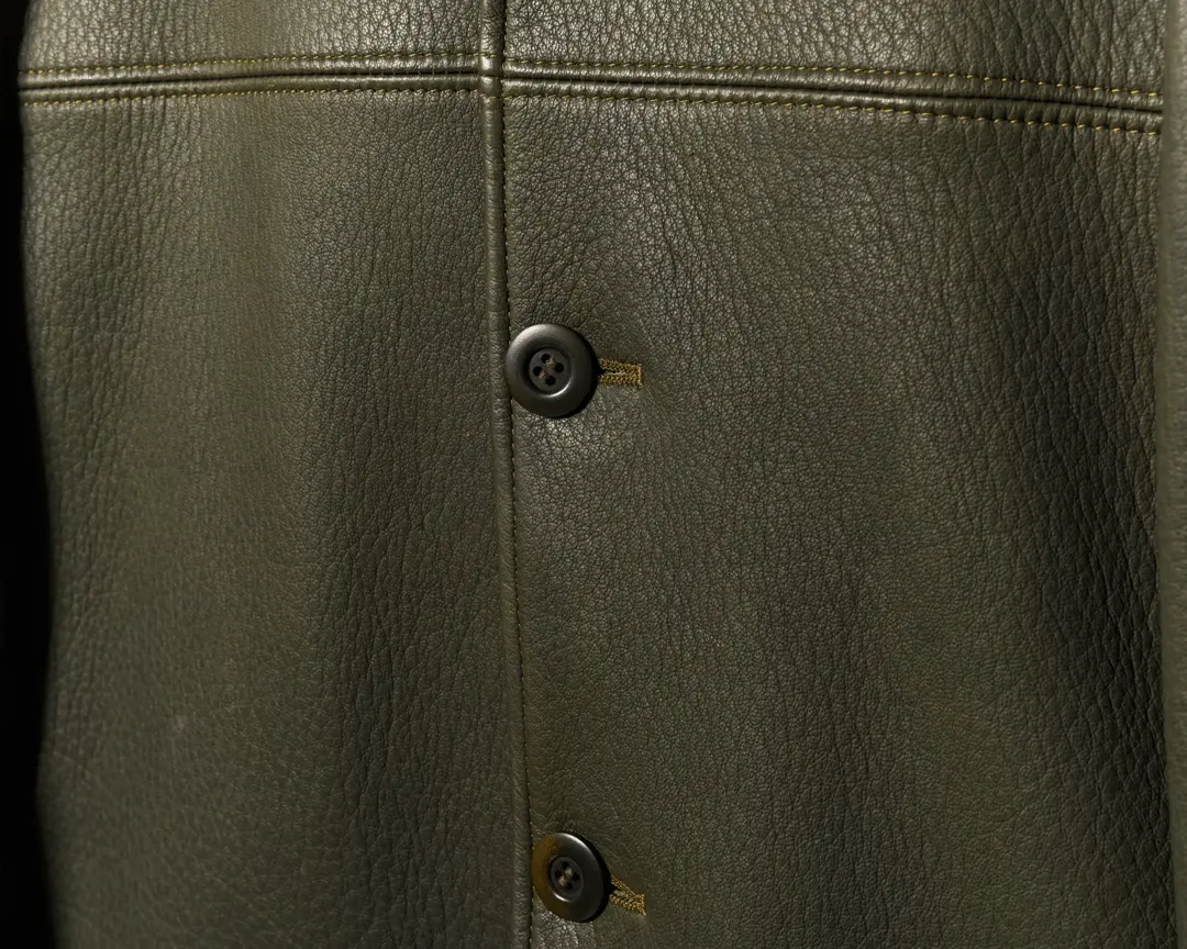 DEER SKIN ROUNDED HEM CAR COAT leather jacket brand