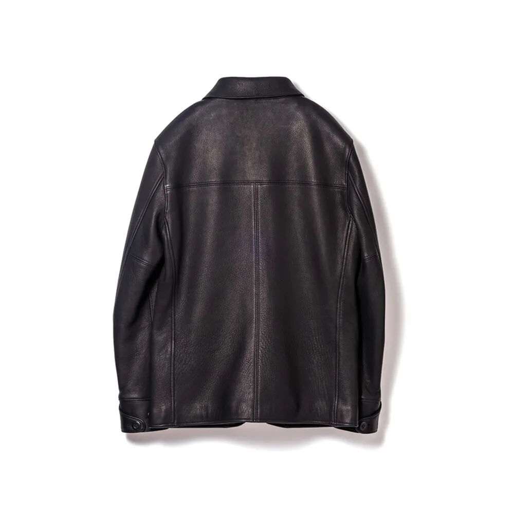 DEER SKIN ROUNDED HEM CAR COAT