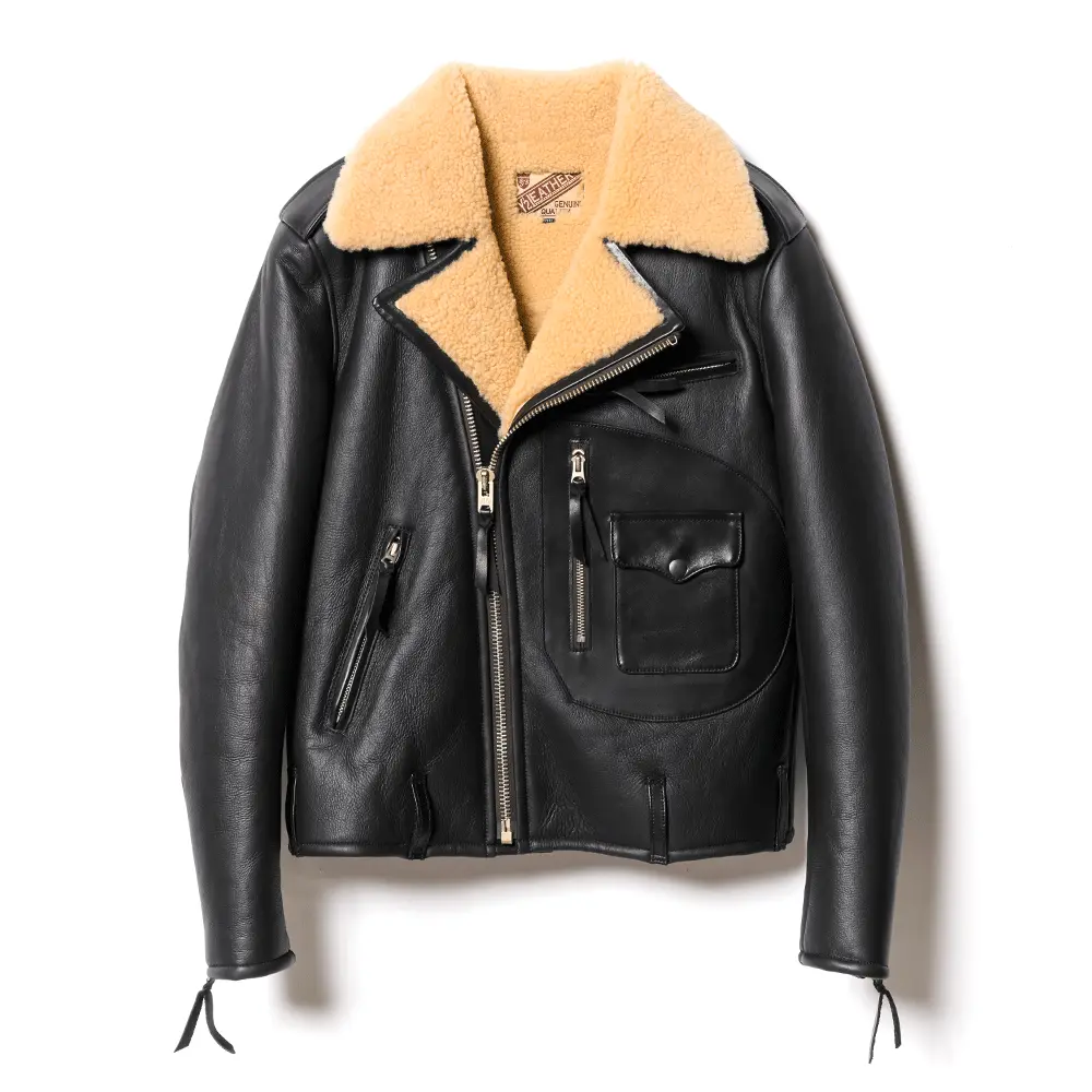 SHEEP MOUTON D-POCKET DOUBLE RIDERS leather jacket brand