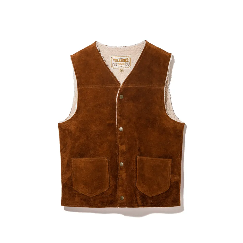 STEER ROUGHOUT WOOL BOA VEST leather jacket brand