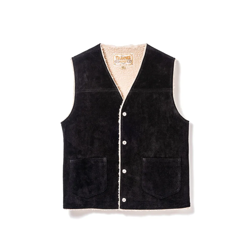 STEER ROUGHOUT WOOL BOA VEST leather jacket brand