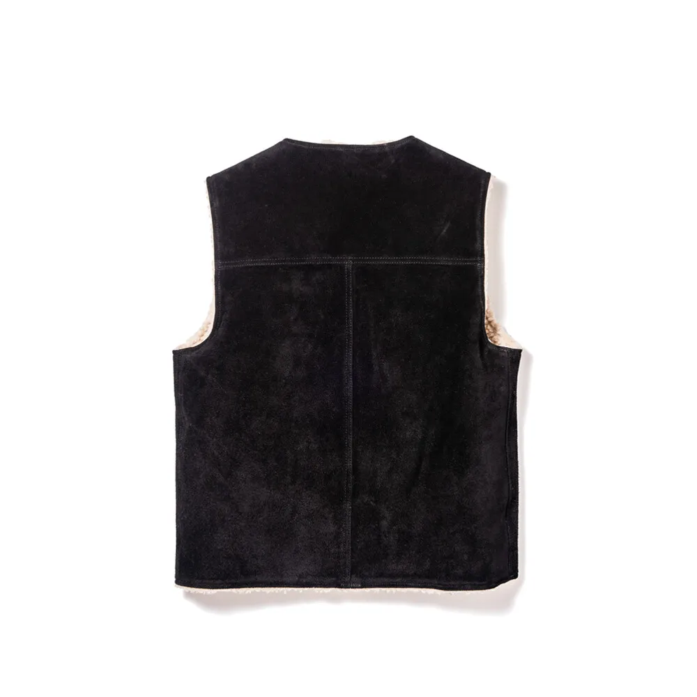 STEER ROUGHOUT WOOL BOA VEST leather jacket brand