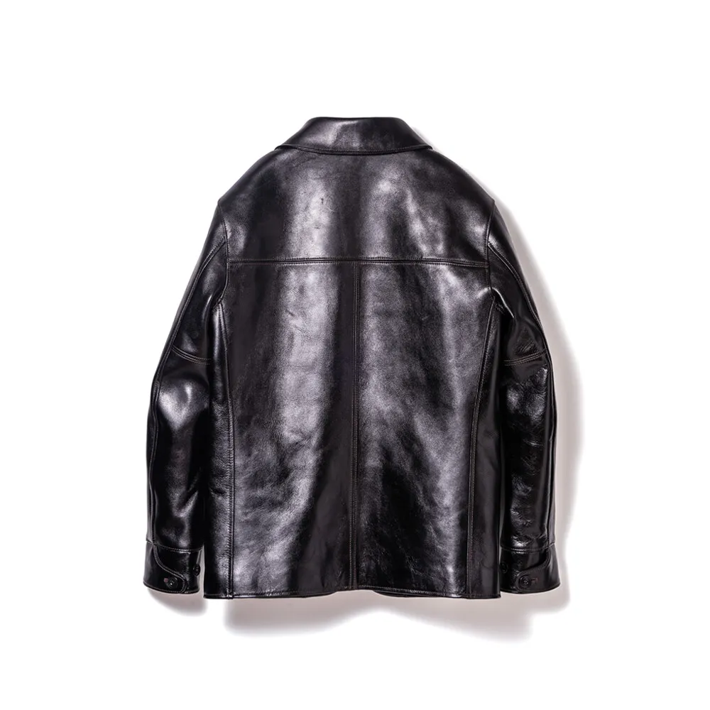 ANILINE STEER ROUNDED HEM CAR COAT leather jacket brand