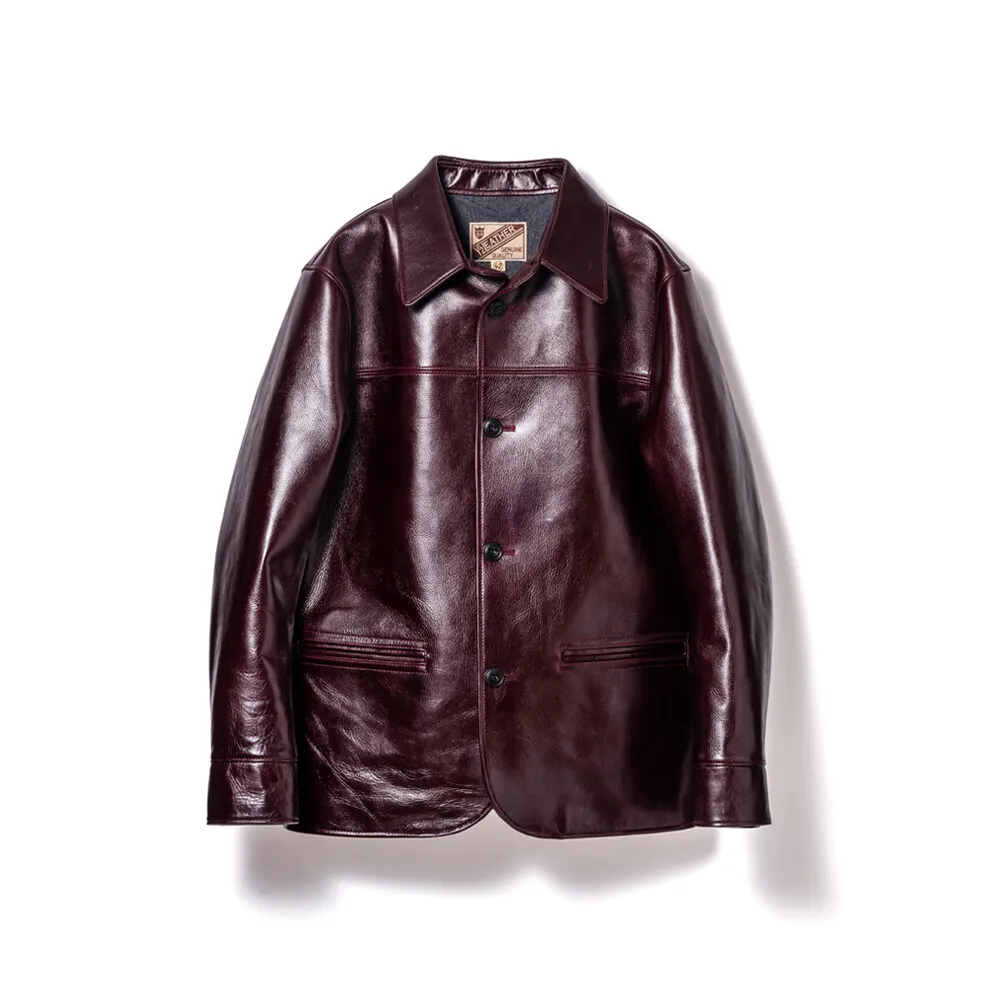 ANILINE STEER ROUNDED HEM CAR COAT leather jacket brand