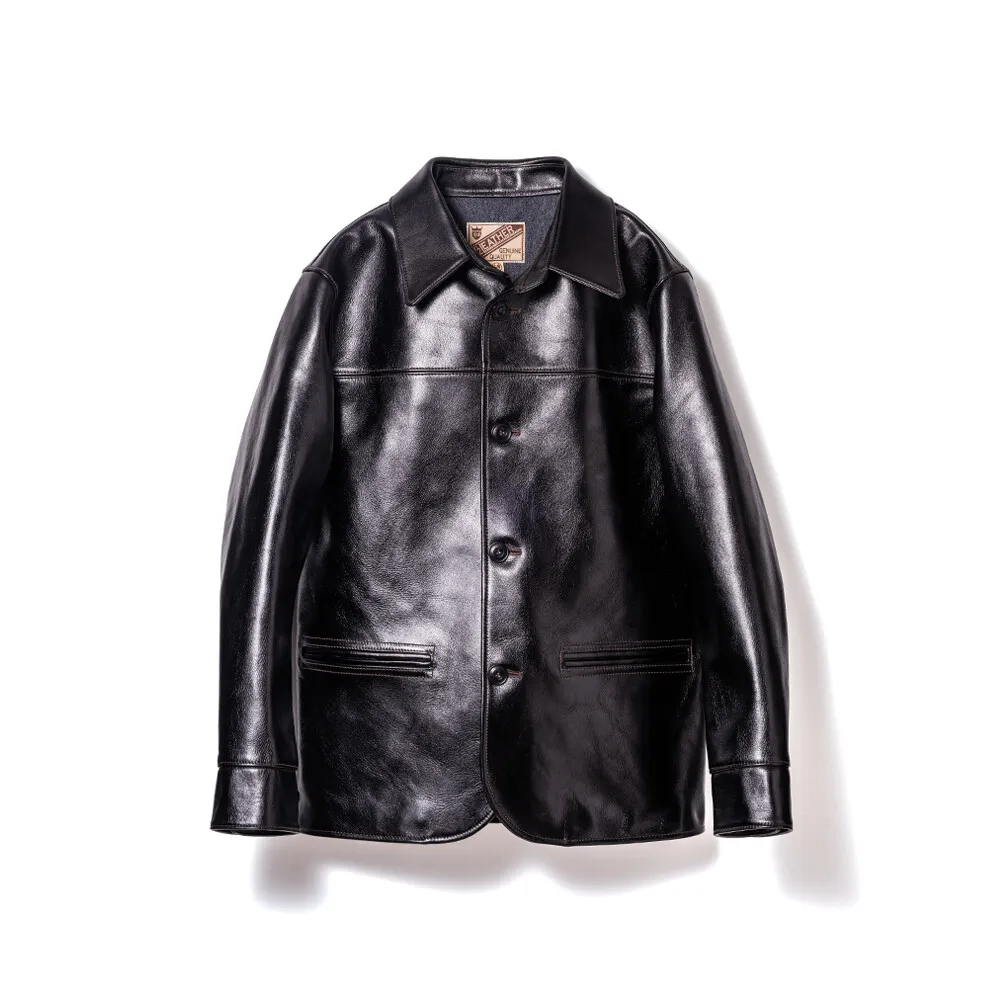 ANILINE STEER ROUNDED HEM CAR COAT leather jacket brand