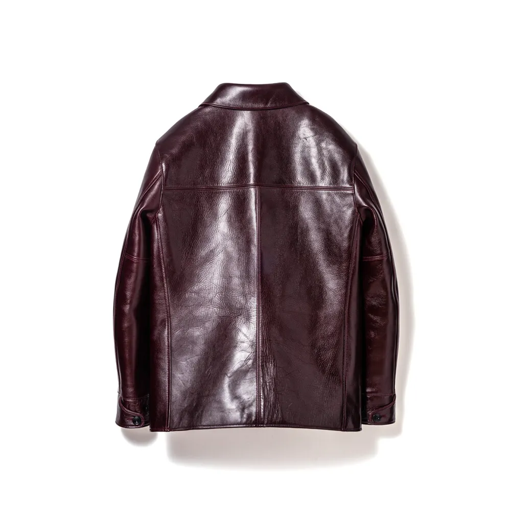 ANILINE STEER ROUNDED HEM CAR COAT leather jacket brand