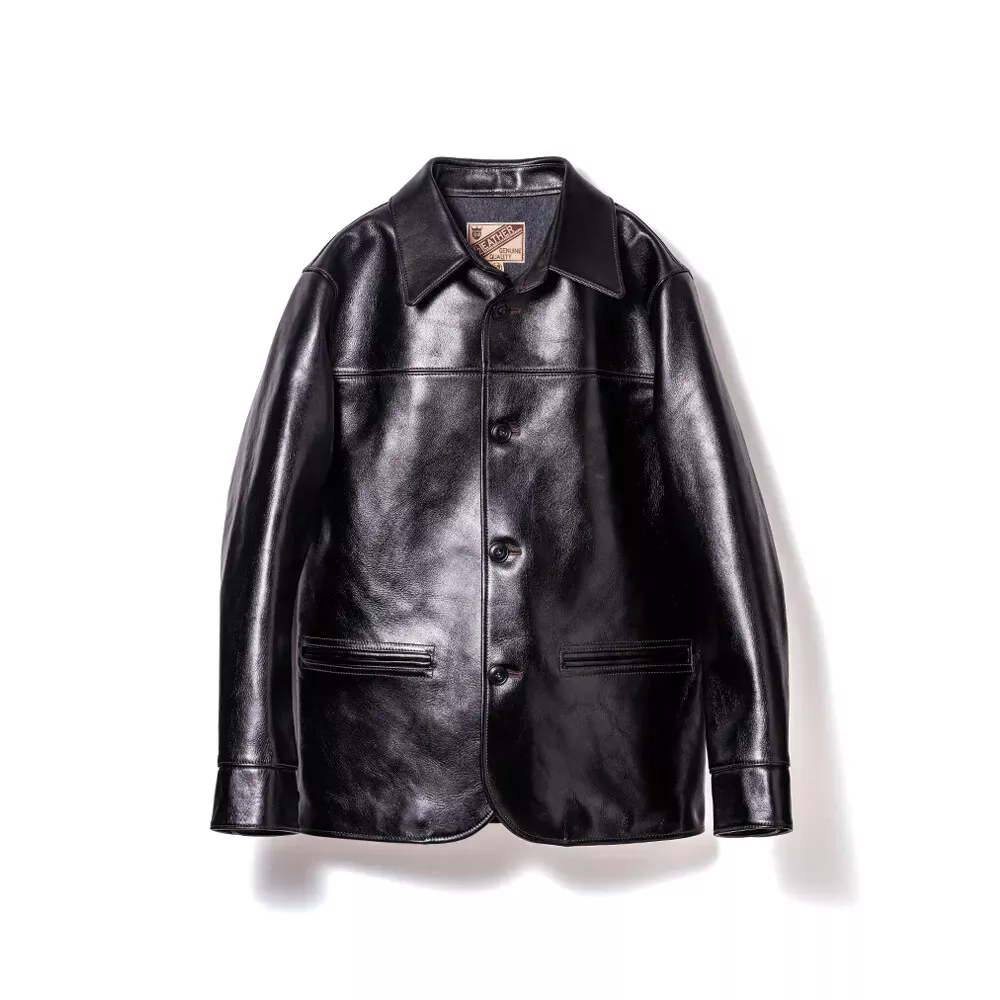 ANILINE STEER ROUNDED HEM CAR COAT leather jacket brand