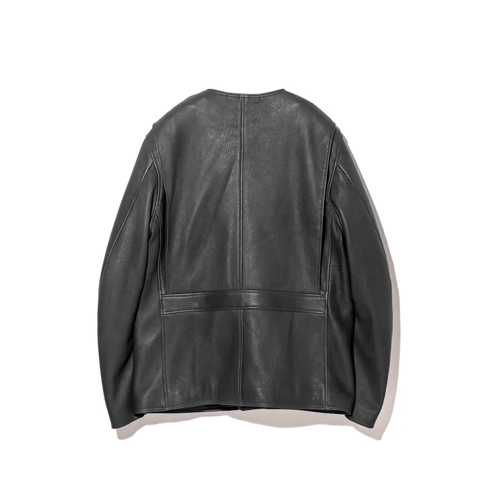 SHEEP SKIN COLLARLESS JACKET leather jacket brand