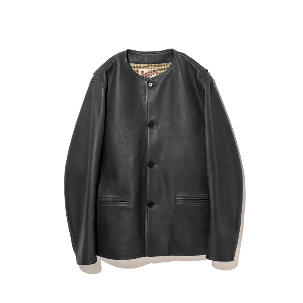 SHEEP SKIN COLLARLESS JACKET leather jacket brand