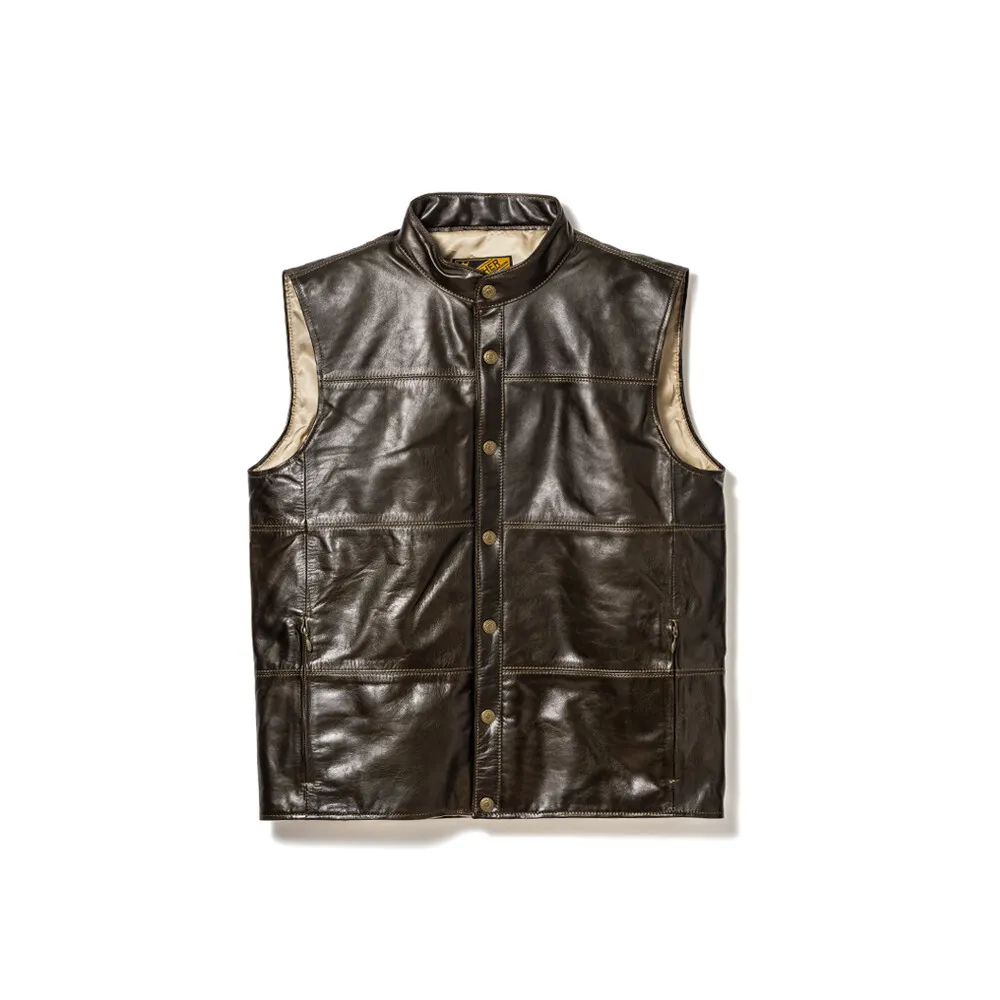 OIL SOFT HORSE LINER VEST leather jacket brand