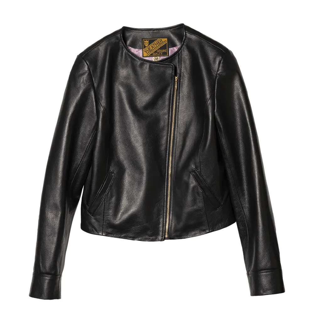 STEER OIL NO COLLAR JACKET leather jacket brand