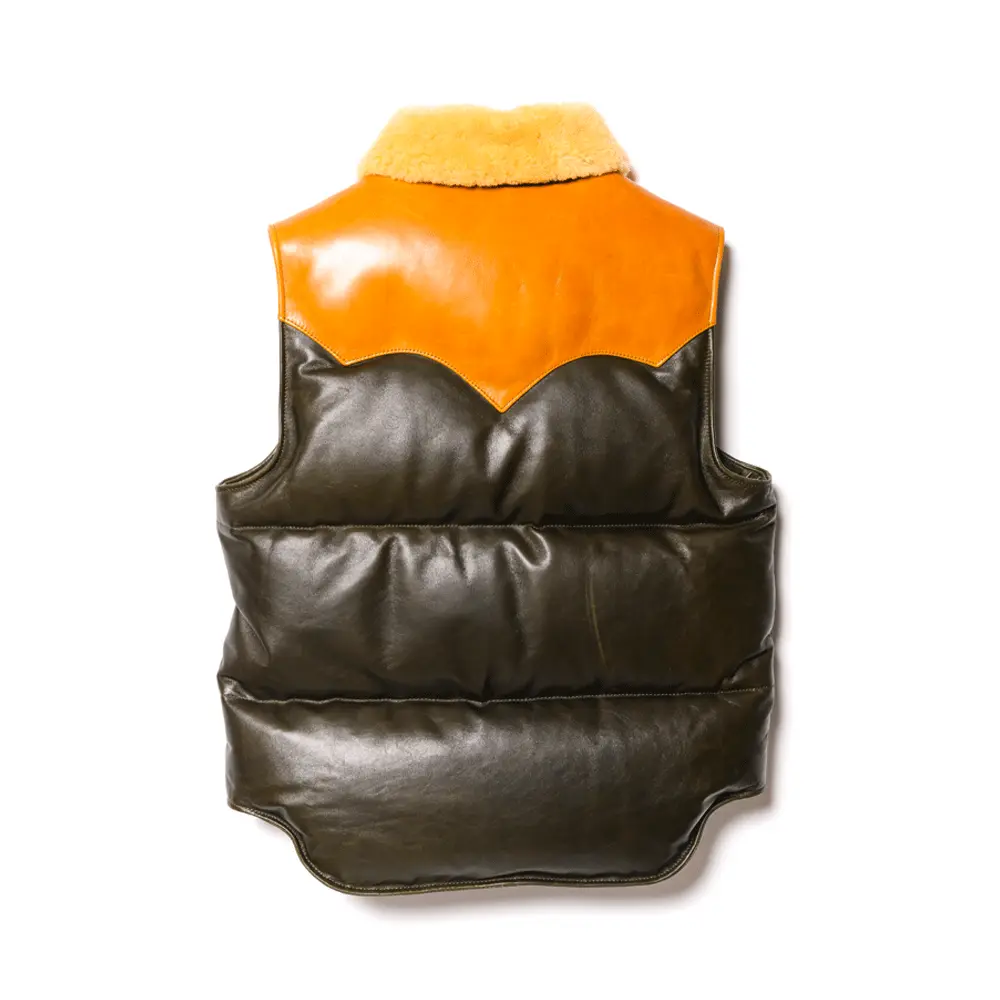 OIL SOFT HORSE & MOUTON DOWN VEST leather jacket brand