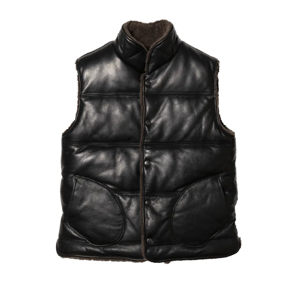 STEER OIL REVERSIBLE VEST leather jacket brand