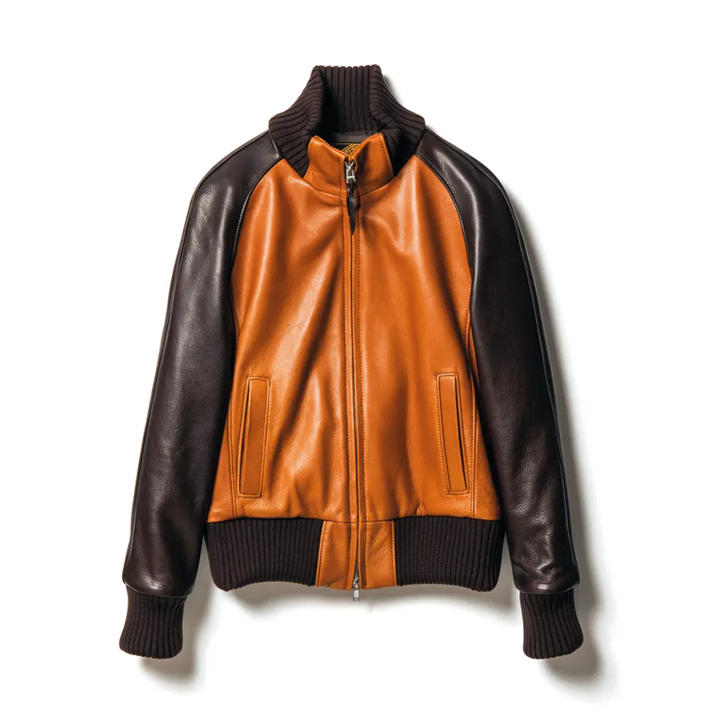 STEER OIL RIB JACKET leather jacket brand