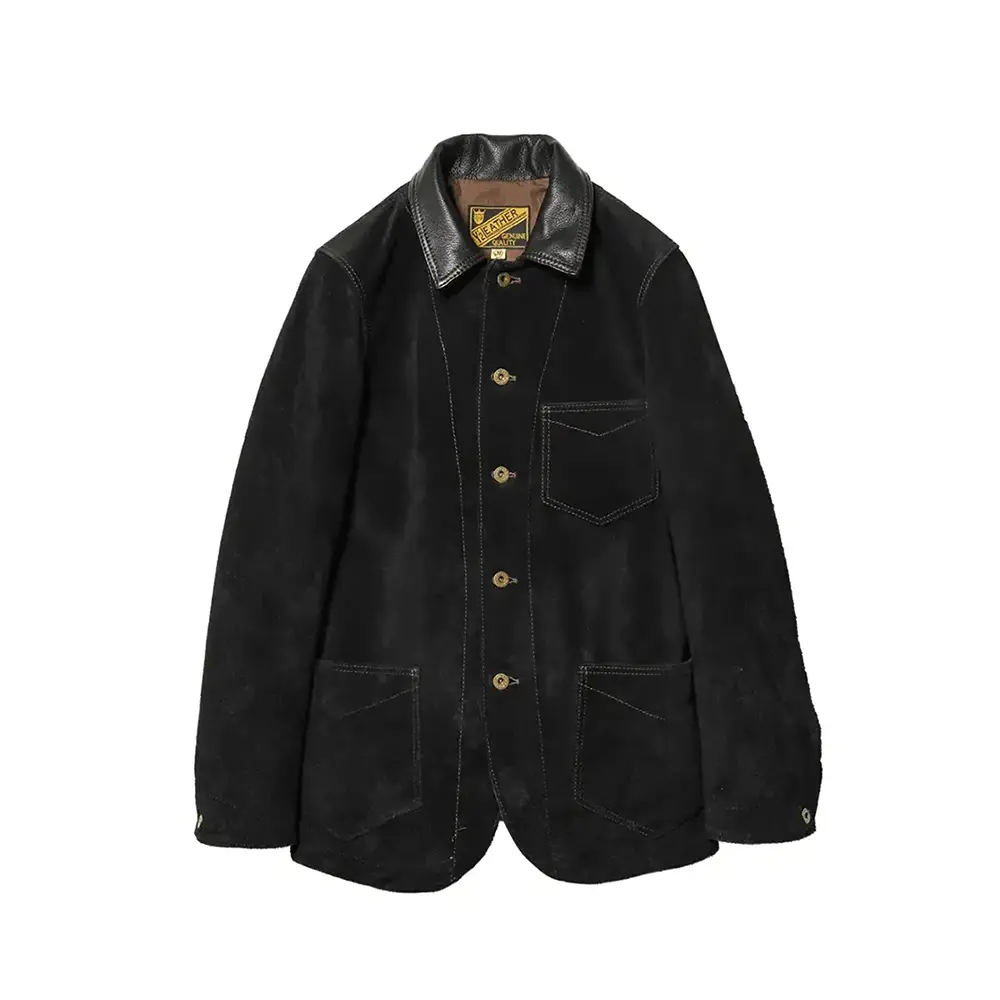 STEER ROUGHOUT COVERALL JACKET leather jacket brand